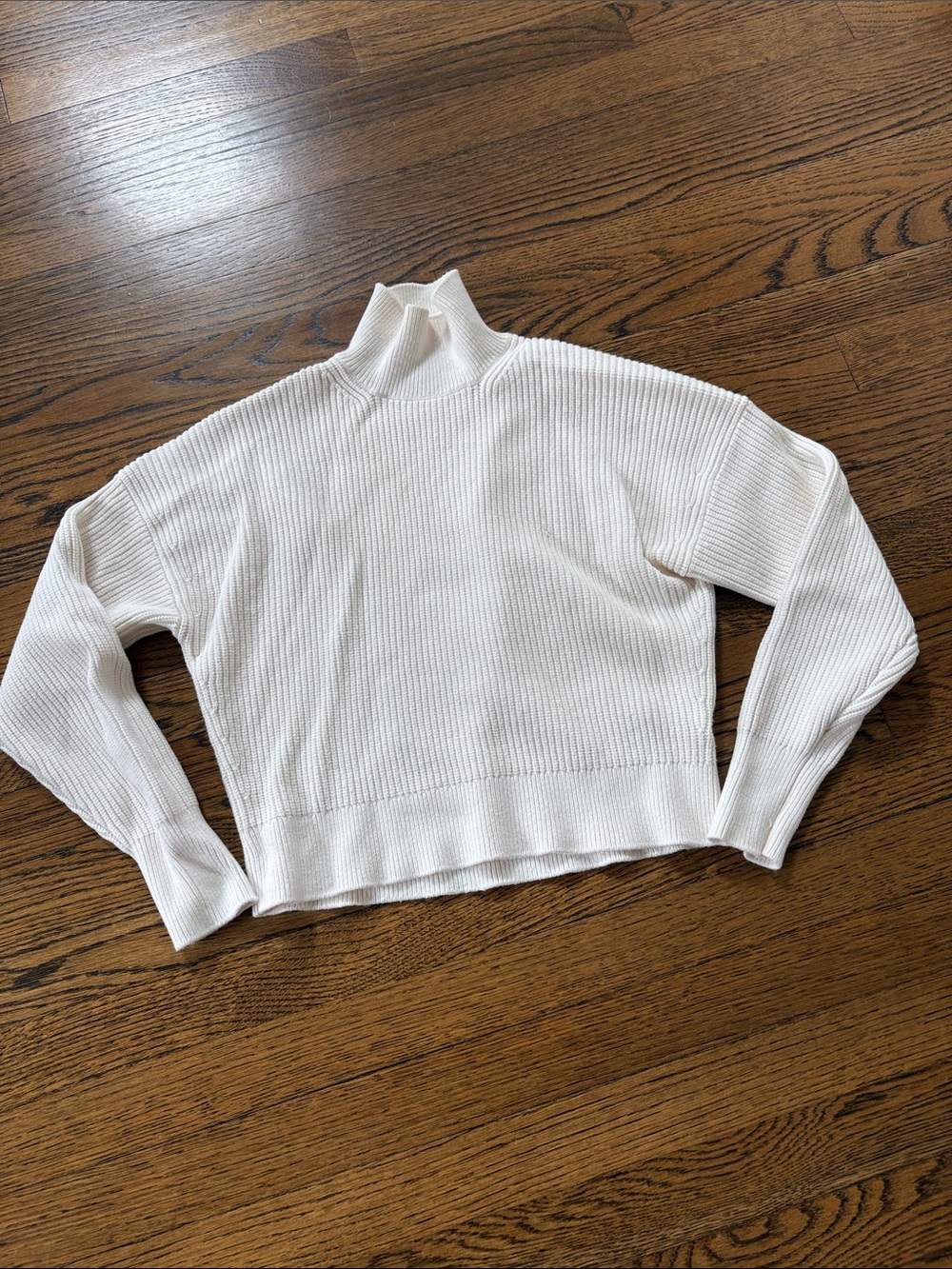 J. Crew  Cream Mock Neck Ribbed Sweater, cropped, s